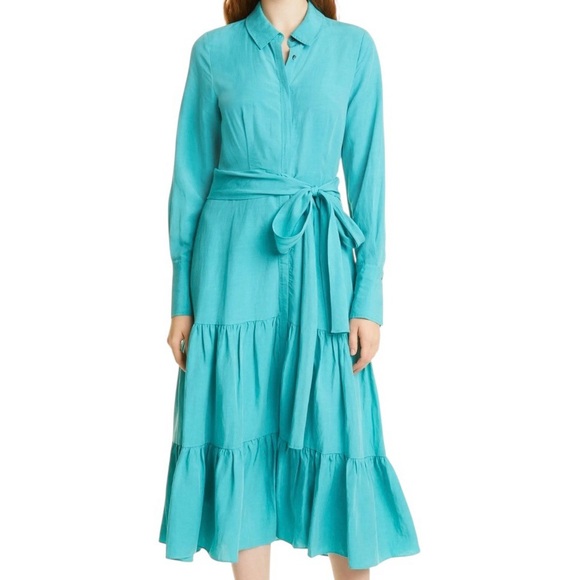 Kobi Halperin Lidia Belted Shirt Dress Size XL Turquoise - Picture 1 of 12